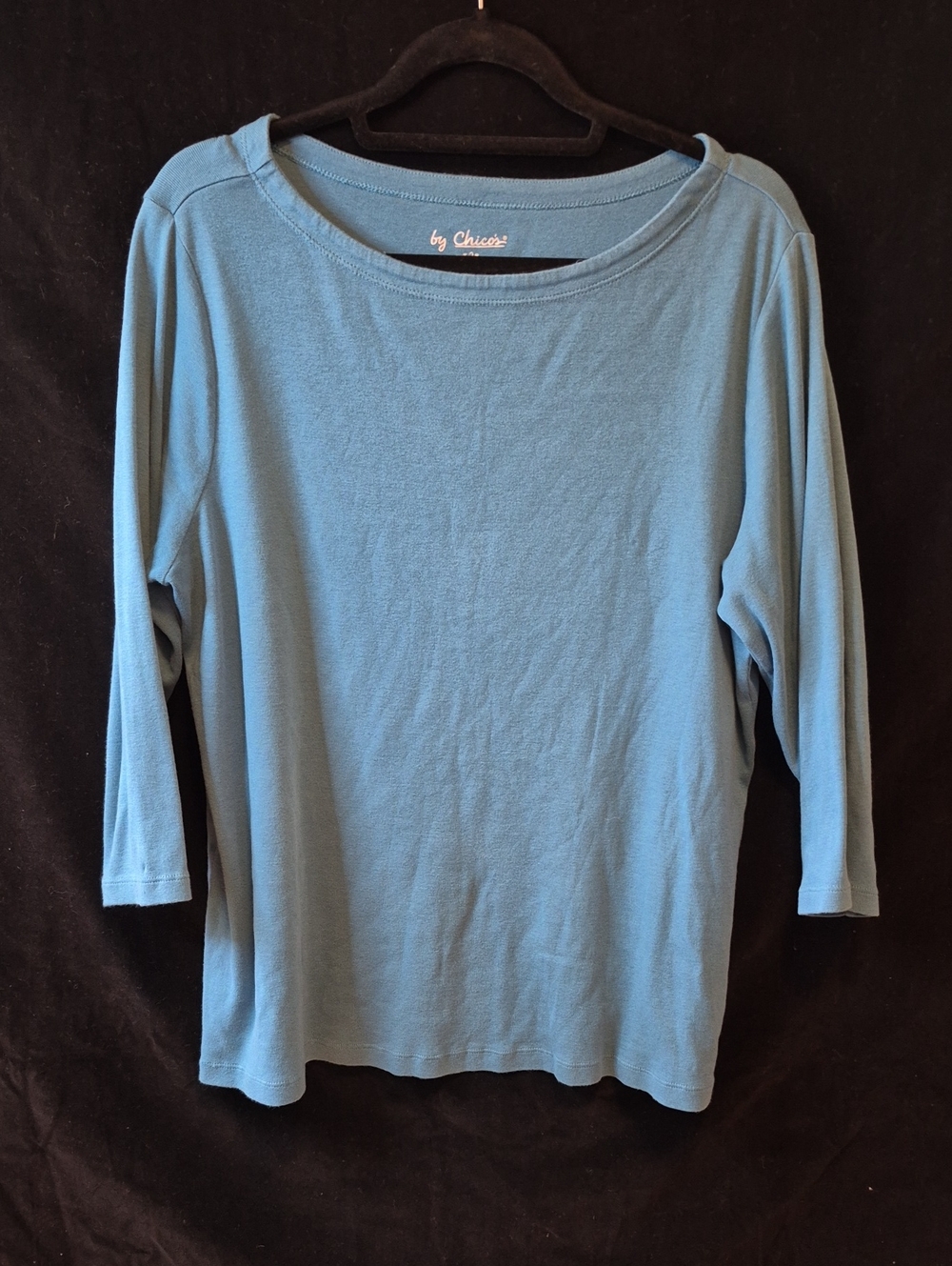 Chico's Teal Blue Boatneck Long Sleeve Top - Size 3